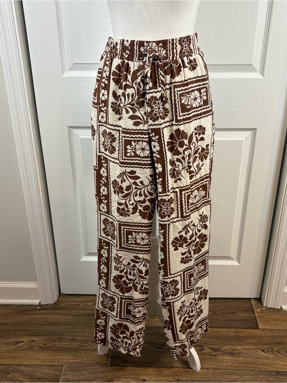 Boho Coastal Resort Wide Leg Tropical Vacation Cruise Lounge Pants Medium